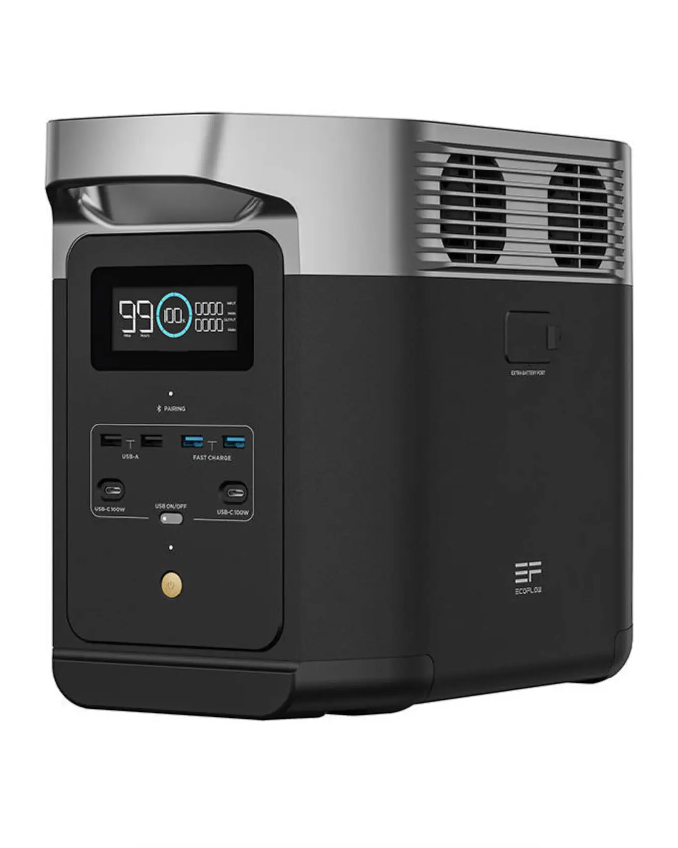 Przenośna stacja zasilania EcoFlow DELTA 2 - widok z prawej strony